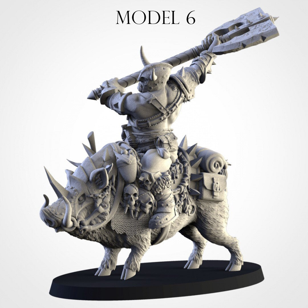 Grimhorn Rhinox Rider Proxies (Boar Riders) | Northern Ogres | Resin 3D Printed Miniature | Txarli Factory | RPG | D&D | Warhammer