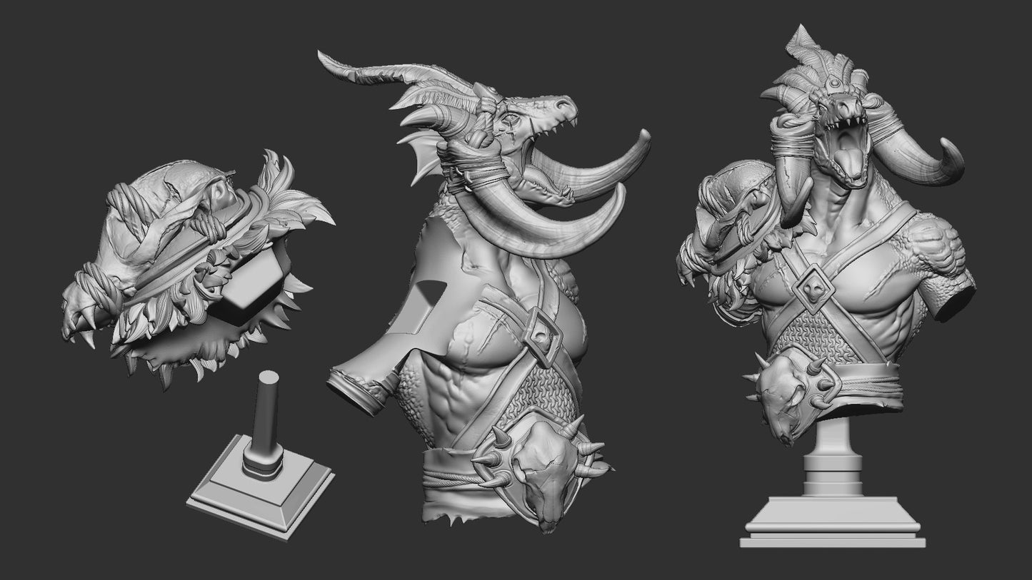 Lizardfolk Warlord | Impassable Swamps | Bust | Resin 3D Printed Miniature | White Werewolf Tavern