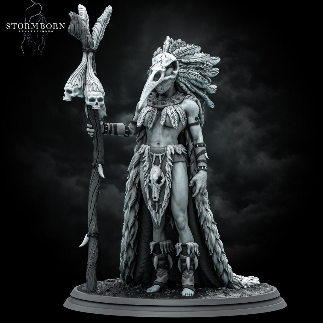 Lagath, Orc Seer | Priestess Shaman Witch Doctor | 28-120mm scale | Resin 3D Printed Miniature | RPG | DND | Stormborn Collectibles