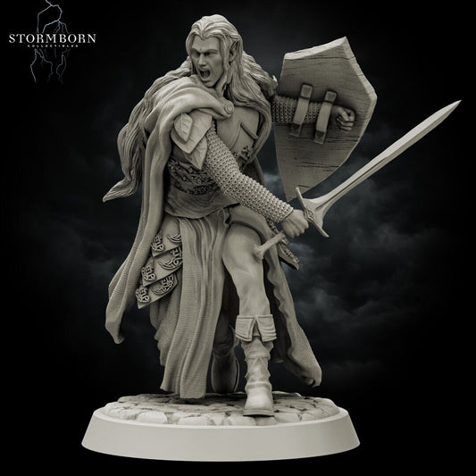 Elven Warrior | Noble / Prince | 28mm - 120mm scale | Resin 3D Printed Miniature | RPG | DND | Stormborn Collectibles
