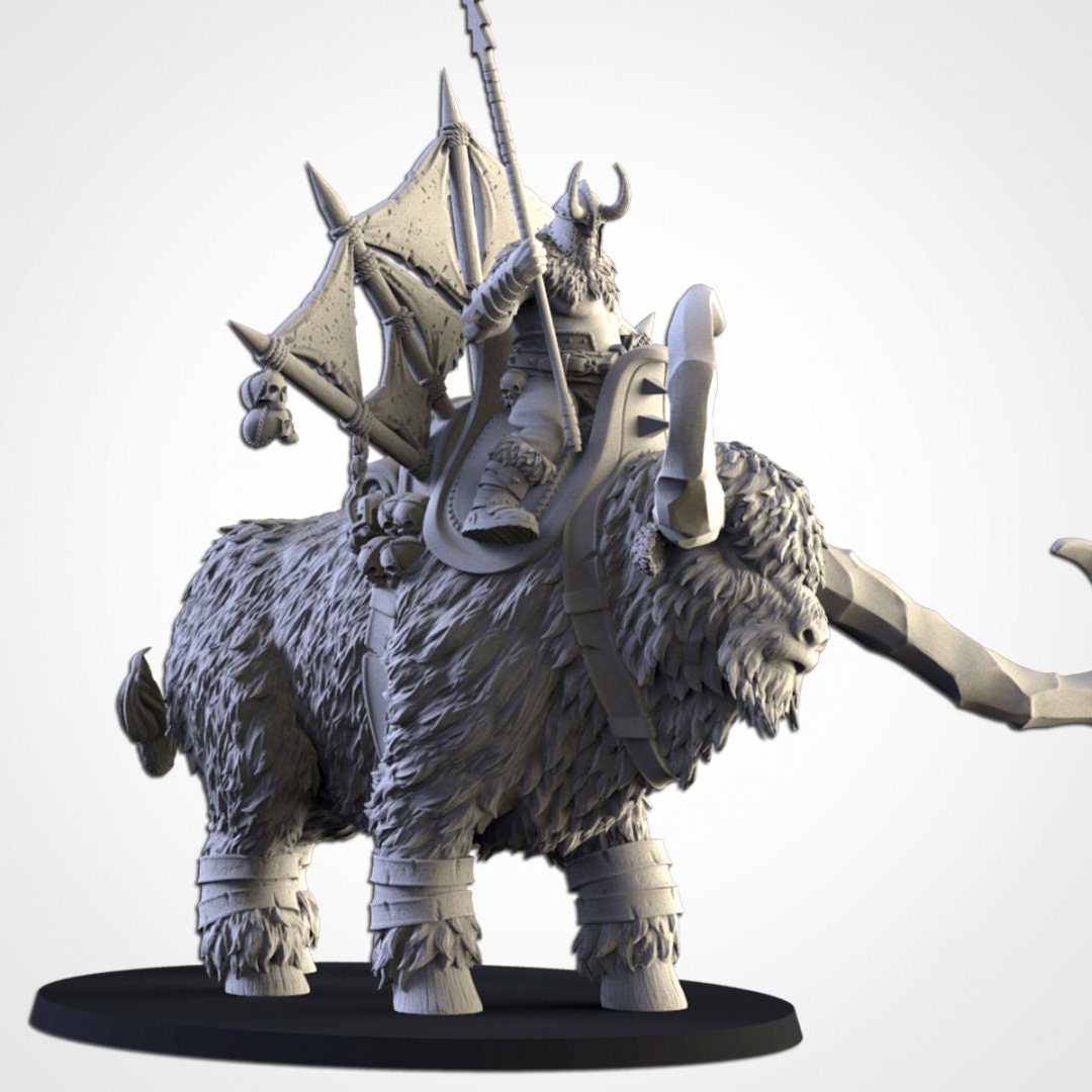 Ogre Khan on War Mammoth| | Northern Ogres | Resin 3D Printed Miniature | Txarli Factory | RPG | D&D | Warhammer