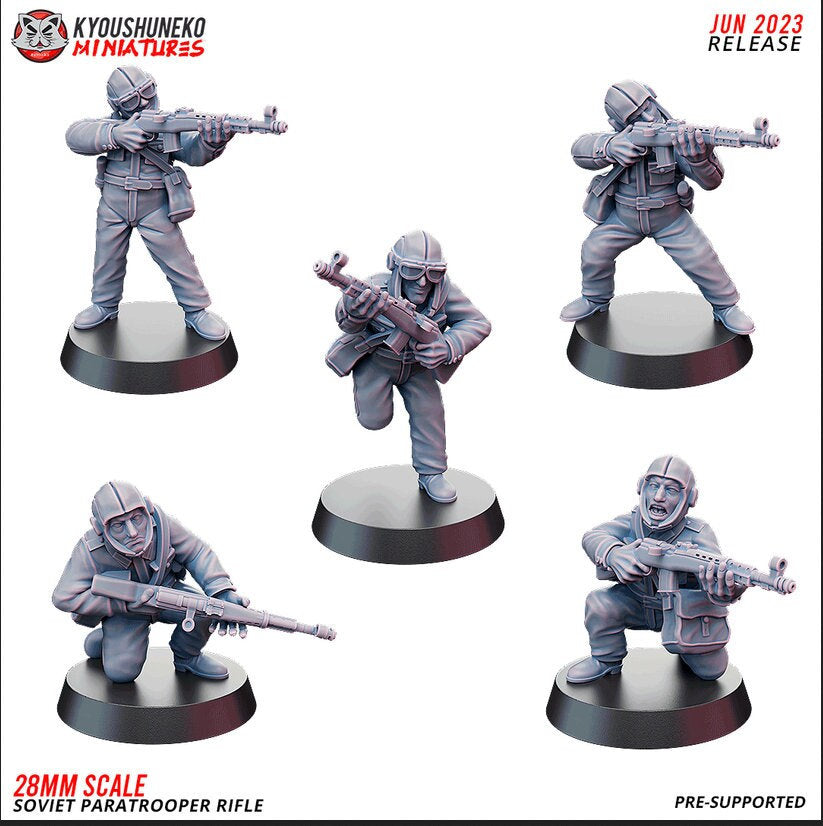 WW2 Soviet Paratrooper Rifle Squad | Resin 3D Printed Miniature | Kyoushuneko