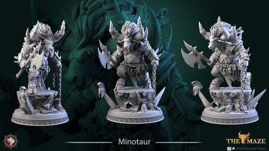 Minotaur | The Maze | Multiple Scales | Resin 3D Printed Miniature | White Werewolf Tavern