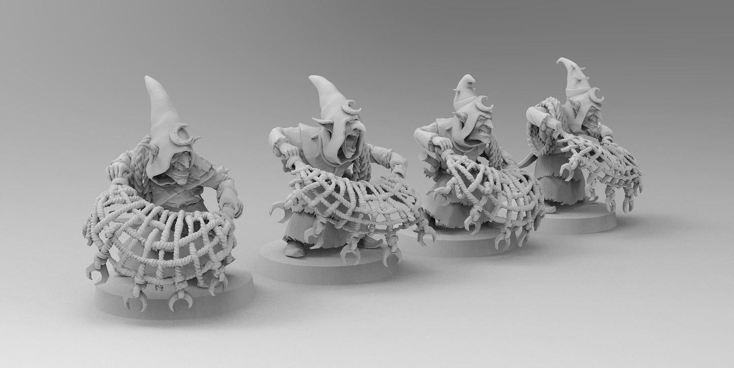Night Shift Gobboz- Net Tossers | Greenskins | Resin 3D Printed Miniatures | EmanG | Table Top Gaming | RPG | D&D | Pathfinder