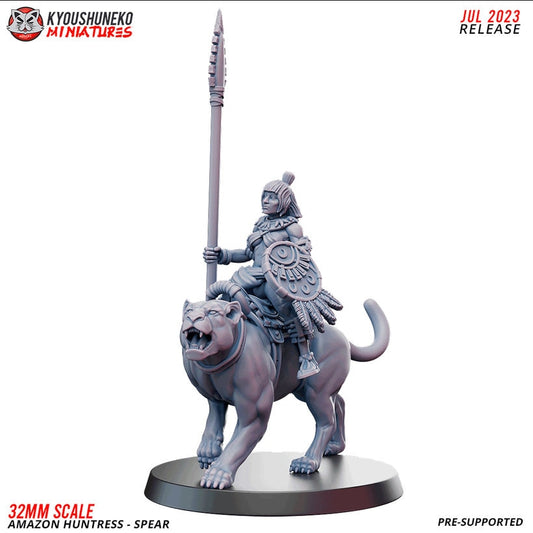 Panther Huntresses with Spears | Amazons | Resin 3D Printed Miniatures | Kyoushuneko | Table Top Gaming | RPG | D&D