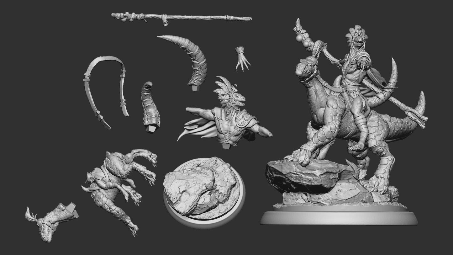 Lizardfolk Rider | Impassable Swamps | Resin 3D Printed Miniature | White Werewolf Tavern | RPG | D&D | DnD