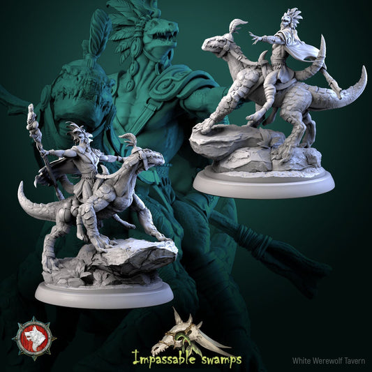 Lizardfolk Rider | Impassable Swamps | Resin 3D Printed Miniature | White Werewolf Tavern | RPG | D&D | DnD