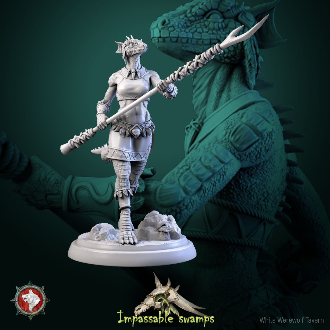 Lizardfolk Female Warriors | Impassable Swamps | Resin 3D Printed Miniature | White Werewolf Tavern | RPG | D&D | DnD