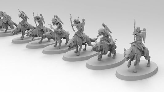 Goblin Wolf-Mounted Archers | Greenskins | Resin 3D Printed Miniatures | EmanG | Table Top Gaming | RPG | D&D | Pathfinder