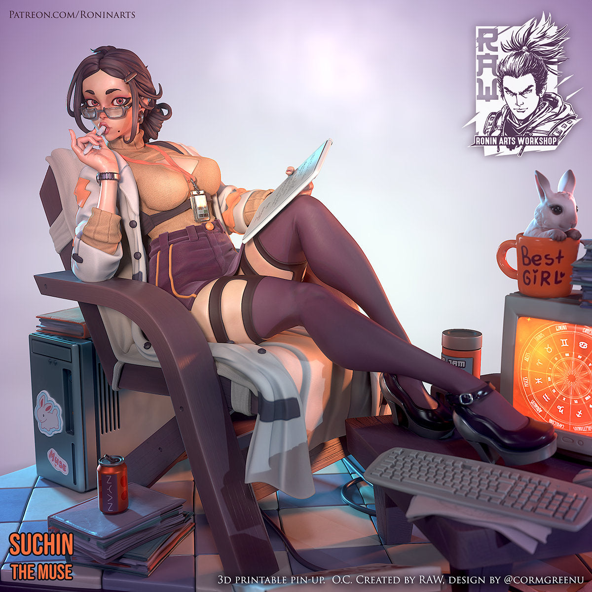 Doctor Suchin | Muse Pinups | Clothed or Nude | Resin 3D Printed Pinup | Ronin Arts Workshop