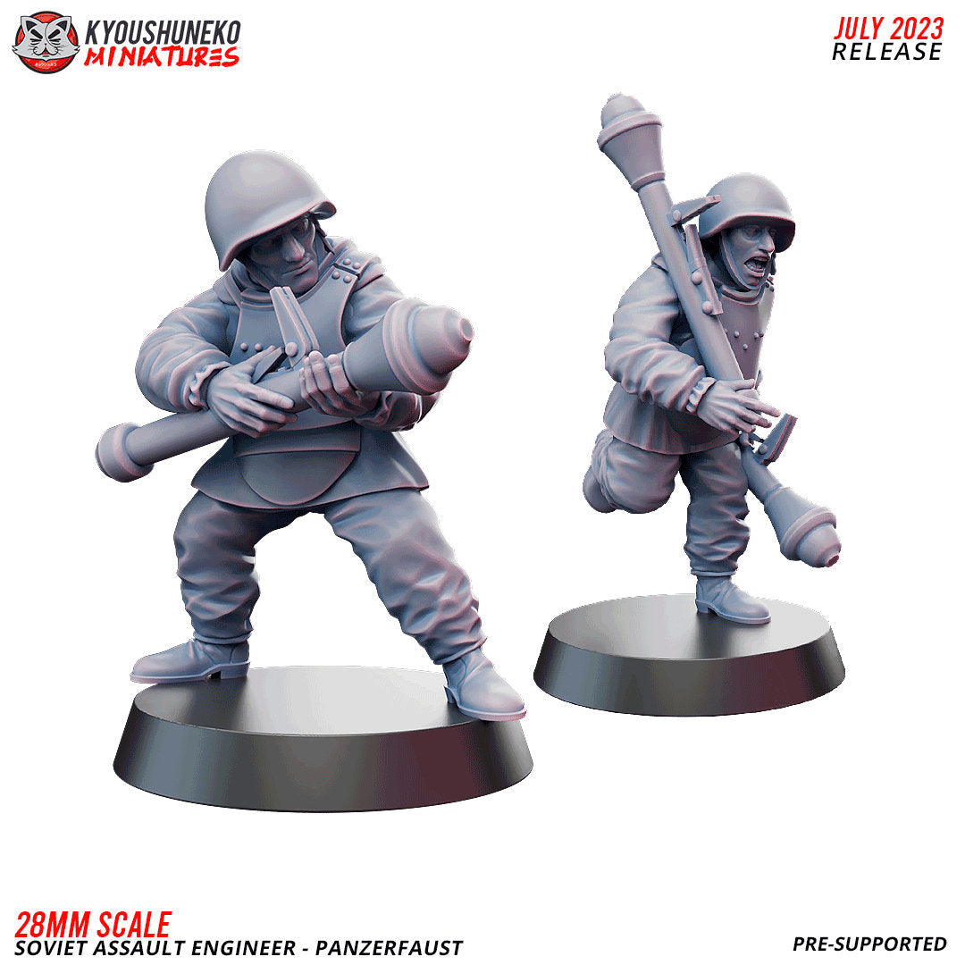 WW2 Soviet Assault Engineer Panzerfaust Team | Resin 3D Printed Miniature | Kyoushuneko