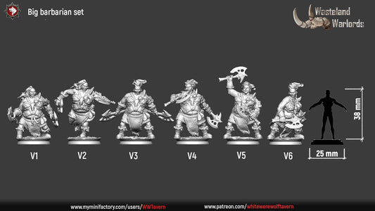 Thick Female Barbarians Set | Six Poses | Wasteland Warlords | Resin 3D Printed Miniature | White Werewolf Tavern