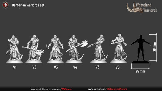 Barbarian Warlords Set | Wasteland Warlords | Resin 3D Printed Miniature | White Werewolf Tavern