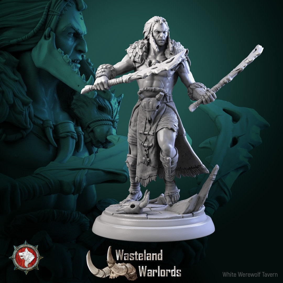 Barbarian Warlords Set | Wasteland Warlords | Resin 3D Printed Miniature | White Werewolf Tavern