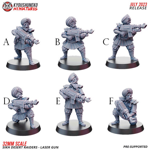 Infantry - Laser Gun | Sikh Desert Raiders | Grimdark Sci-Fi Tabletop Gaming | Resin 3D Printed Miniature | Kyoushuneko