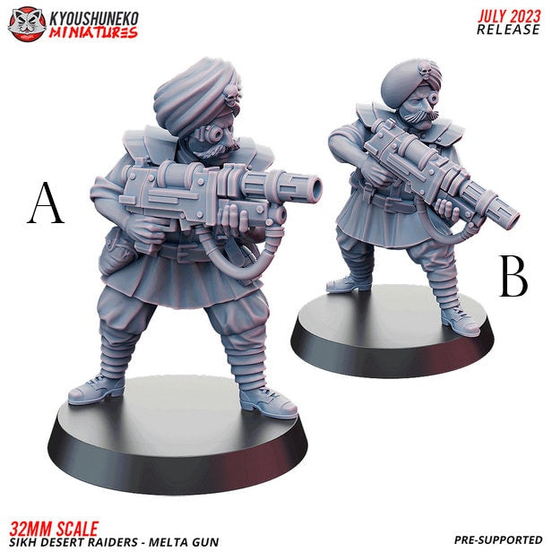 Infantry - Melta Gun | Sikh Desert Raiders | Grimdark Sci-Fi Tabletop Gaming | Resin 3D Printed Miniature | Kyoushuneko