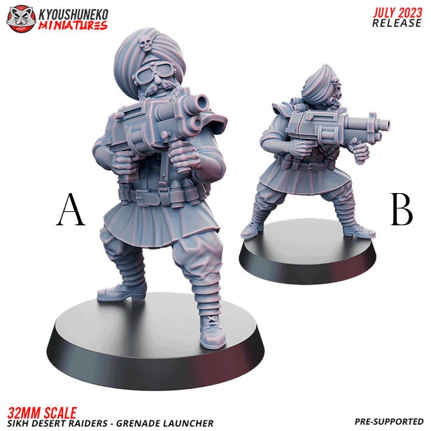 Infantry - Grenade Launcher | Sikh Desert Raiders | Grimdark Sci-Fi Tabletop Gaming | Resin 3D Printed Miniature | Kyoushuneko