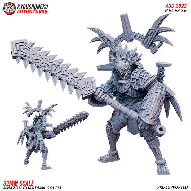 Guardian Golem - Large Model | Amazons | Resin 3D Printed Miniatures | Kyoushuneko | Table Top Gaming | RPG | D&D | Pathfinder