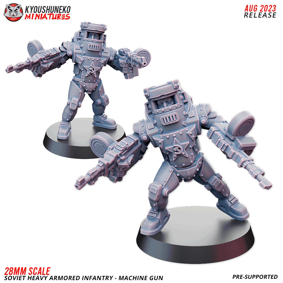 WW2 Soviet Heavy Armored Infantry - Machine Gunner | Resin 3D Printed Miniature | Kyoushuneko