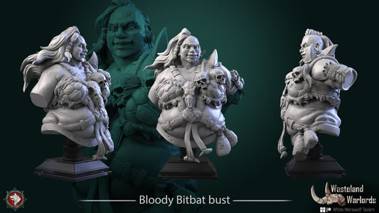 Bloody Bitbat | Wasteland Warlords | Bust | Resin 3D Printed Miniature | White Werewolf Tavern