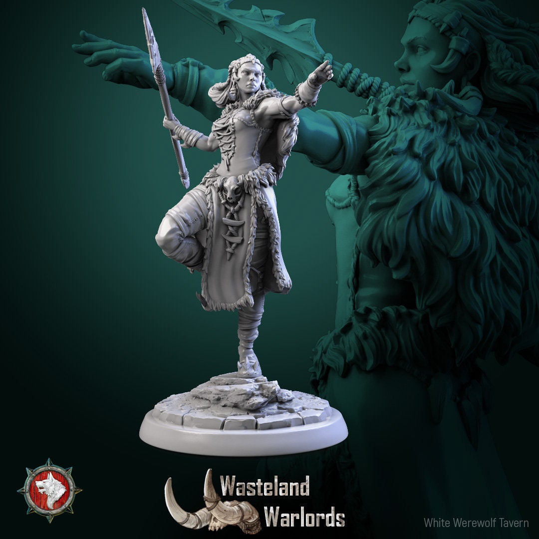 Female Barbarians Set | Six Poses | Wasteland Warlords | Resin 3D Printed Miniature | White Werewolf Tavern