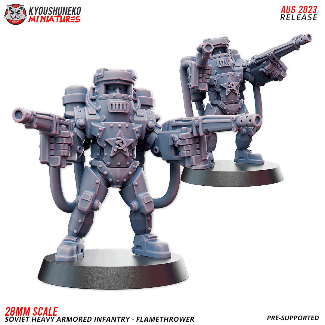 WW2 Soviet Heavy Armored Infantry - Flame Thrower | Resin 3D Printed Miniature | Kyoushuneko