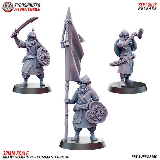 Araby Command Group | Resin 3D Printed Miniatures | Kyoushuneko | Table Top Gaming | RPG | D&D | Pathfinder