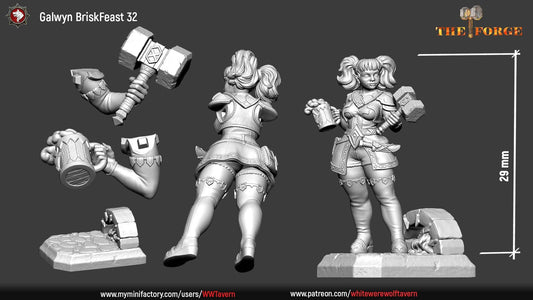 Galwyn BriskFeast | The Forge | Multiple Scales | Resin 3D Printed Miniature | White Werewolf Tavern | RPG | D&D | DnD