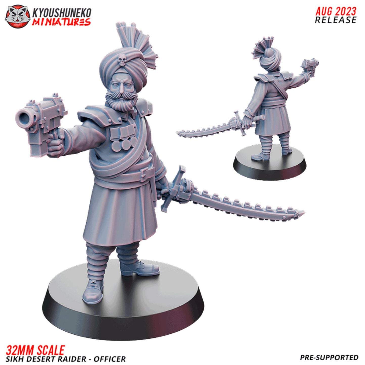 Sikh Infantry - Officer | Sikh Desert Raiders | Grimdark Sci-Fi Tabletop Gaming | Resin 3D Printed Miniature | Kyoushuneko