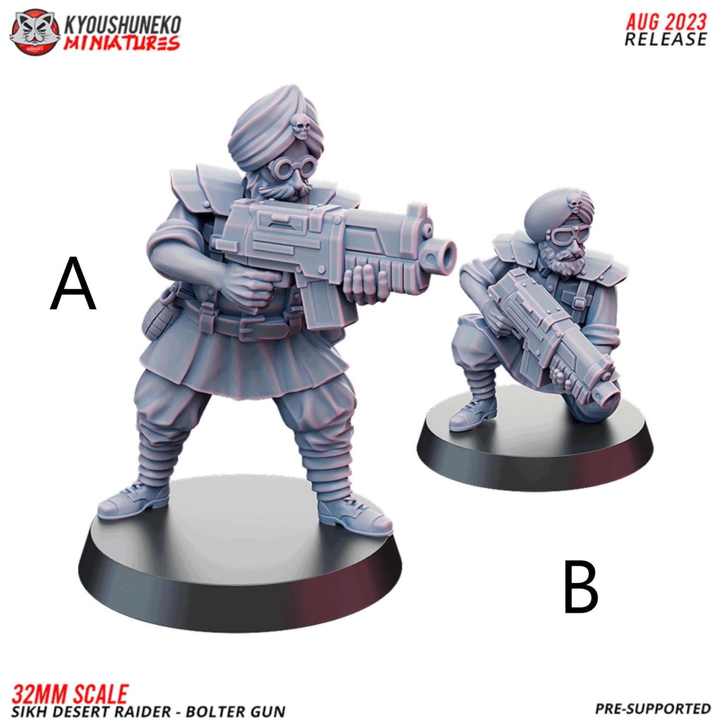 Sikh Infantry - Bolt Gun | Sikh Desert Raiders | Grimdark Sci-Fi Tabletop Gaming | Resin 3D Printed Miniature | Kyoushuneko