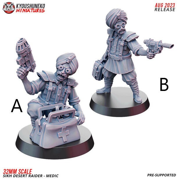 Sikh Infantry - Medics | Sikh Desert Raiders | Grimdark Sci-Fi Tabletop Gaming | Resin 3D Printed Miniature | Kyoushuneko