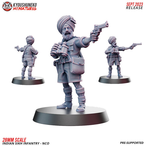 WW2 Indian Sikh NCO | Resin 3D Printed Miniature | Kyoushuneko
