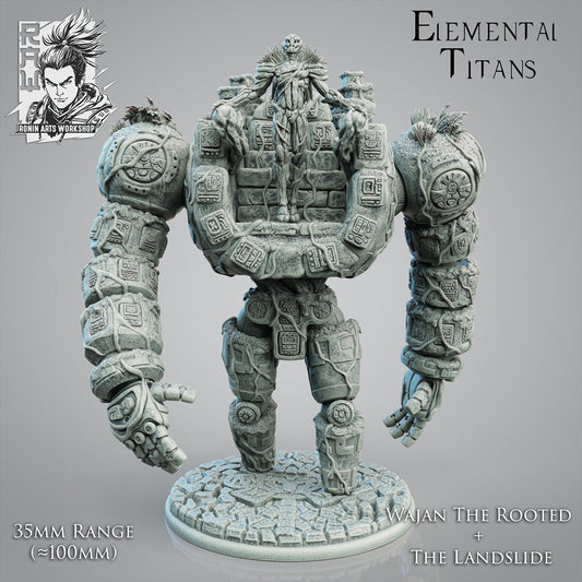 Wajan the Rooted + The Landslide | Massive Earth Golem | Elementals | Resin 3D Printed Miniature | Ronin Arts Workshop | RPG | D&D | DnD