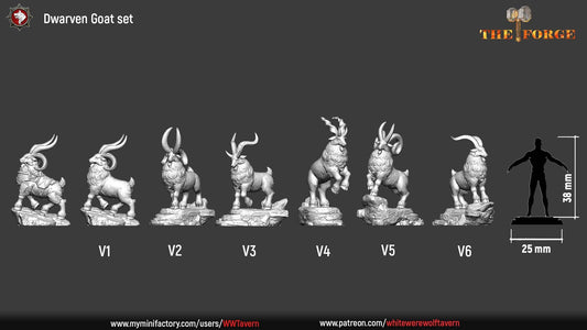 Dwarven Goat Set | The Forge | Resin 3D Printed Miniature | White Werewolf Tavern | RPG | D&D | DnD
