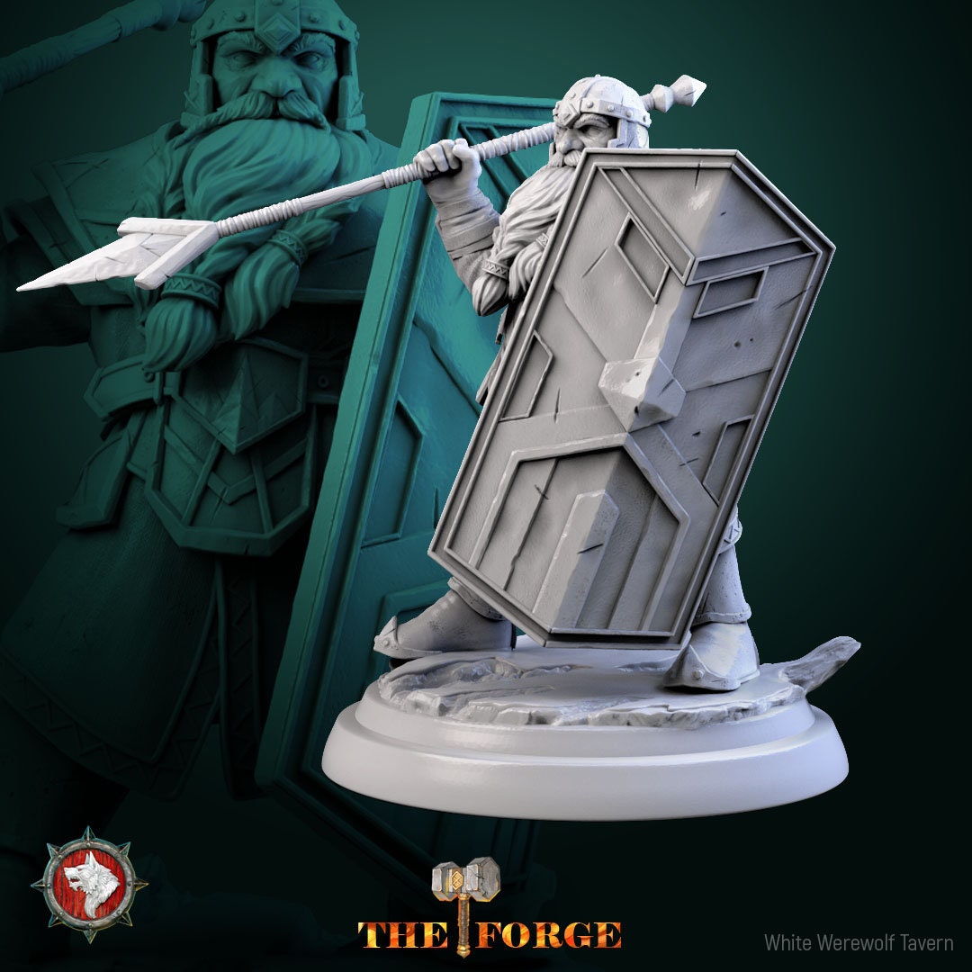 Heavy Armored Dwarves Set | The Forge | Resin 3D Printed Miniature | White Werewolf Tavern | RPG | D&D | DnD