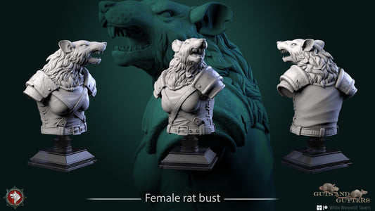 Female Rat | Guts and Gutters | Bust | Resin 3D Printed Miniature | White Werewolf Tavern