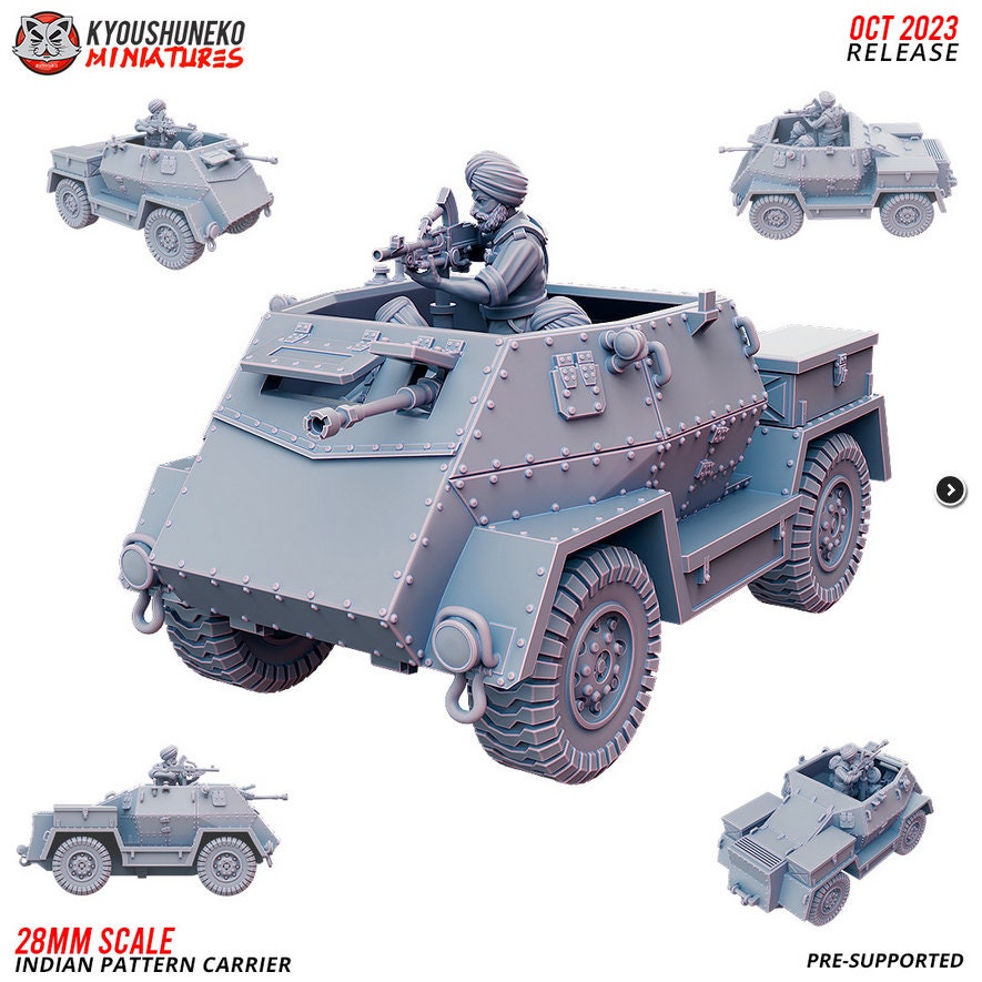 WW2 Indian Pattern Carrier | Resin 3D Printed Miniature | Kyoushuneko