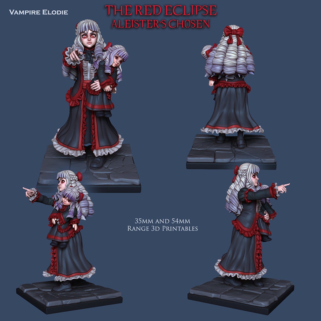 Vampire Child Elodie | The Red Eclipse | 28mm - 120mm | Resin 3D Printed | Ronin Arts Workshop