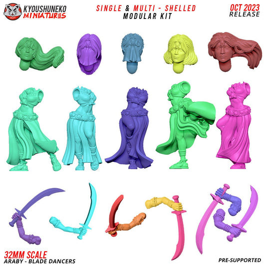 Araby Blade Dancers | Resin 3D Printed Miniatures | Kyoushuneko | Table Top Gaming | RPG | D&D | Pathfinder