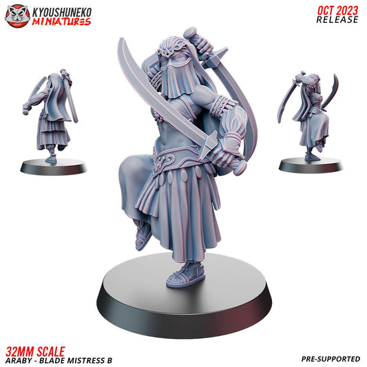 Araby Blade Mistresses - Three Poses | Resin 3D Printed Miniatures | Kyoushuneko | Table Top Gaming | RPG | D&D | Pathfinder