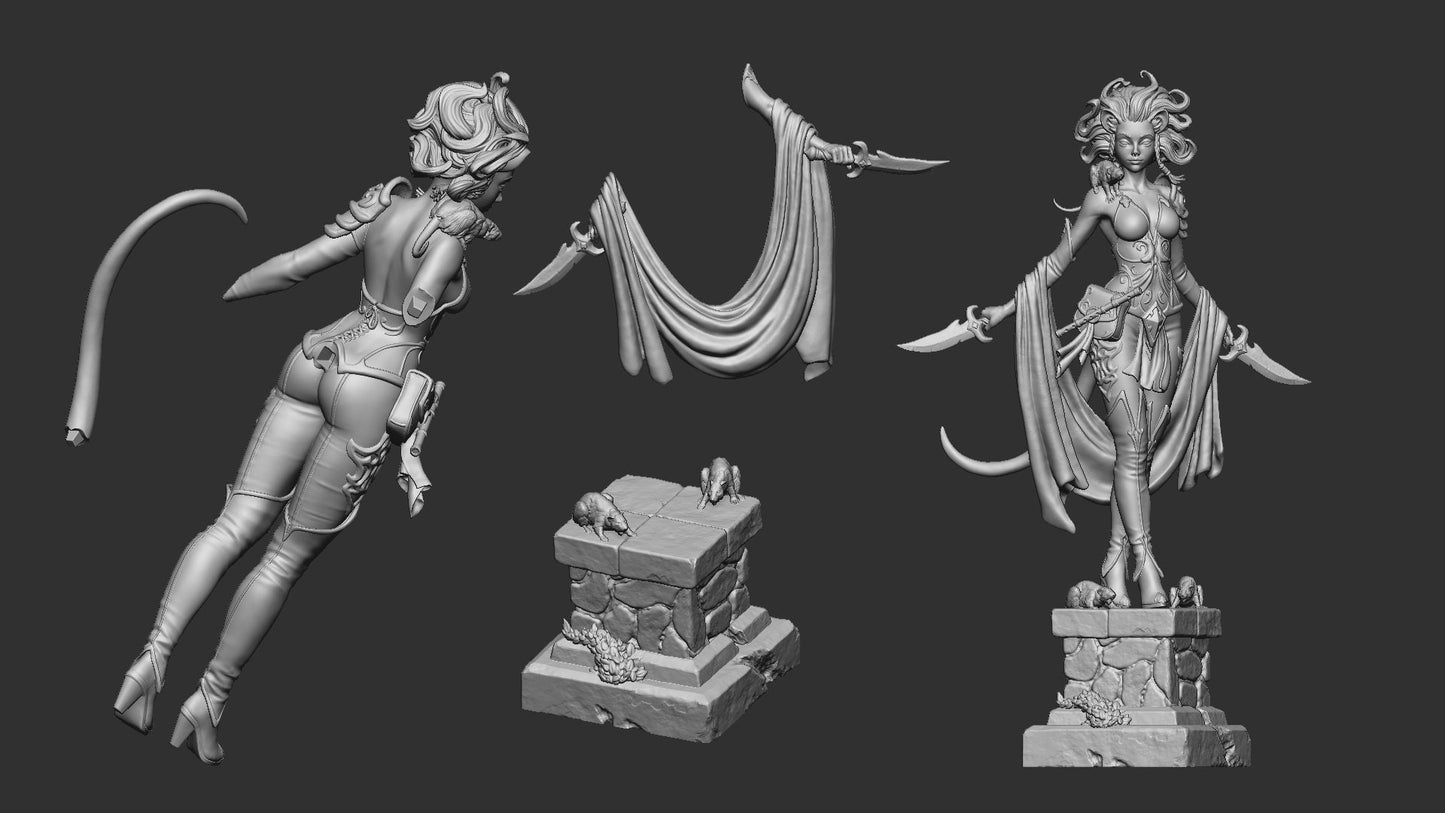 Rat Lady | Guts And Gutters | Multiple Scales | Resin 3D Printed Miniature | White Werewolf Tavern | RPG | D&D | DnD
