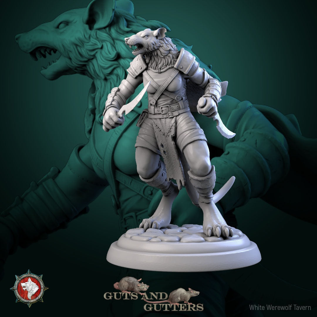 Rat Female Asassins Set | Guts And Gutters | Resin 3D Printed Miniature | White Werewolf Tavern | RPG | D&D | DnD