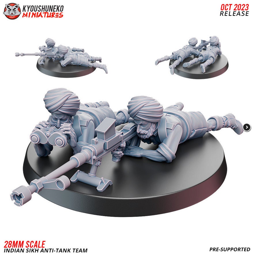 WW2 Indian Sikh Anti-Tank Team | Resin 3D Printed Miniature | Kyoushuneko