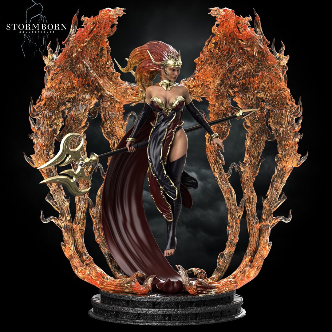 Lorna, Goddess of Flame | SFW or NSFW Large Model | 54mm-120mm scale | Resin 3D Printed Miniature | RPG | Stormborn Collectibles
