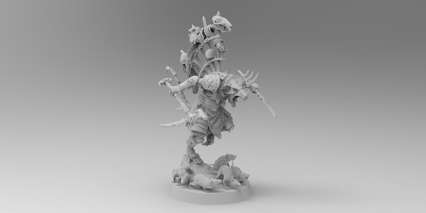 Warlord Squeek Skulltaker | Ratmen Resin 3D Printed Miniature | Warhammer Proxy | RPG | D&D | DnD| EmanG |