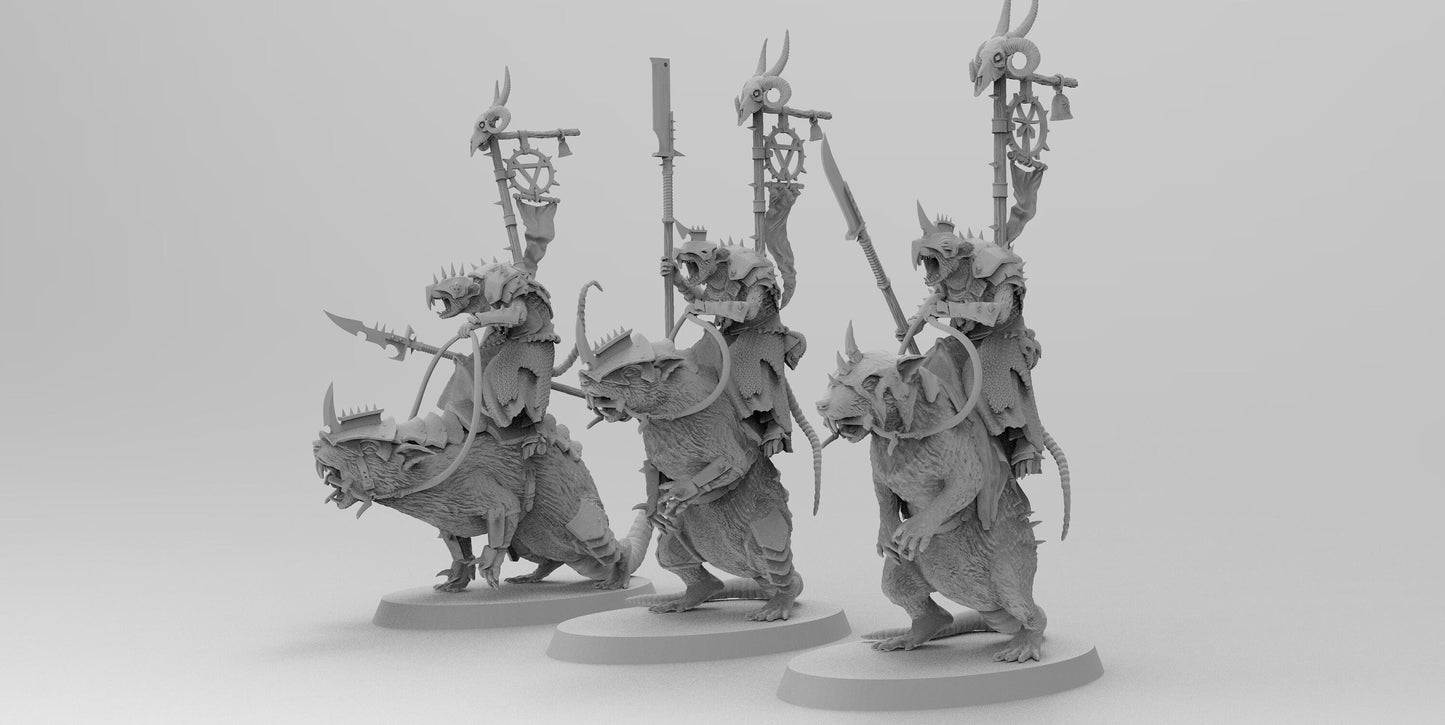 Mounted Ratman Chieftans | Ratmen Resin 3D Printed Miniature | RPG | D&D | DnD| EmanG |