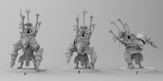 Ogre Mounted Ratman Chieftans | Ratmen Resin 3D Printed Miniature | RPG | D&D | DnD| EmanG |