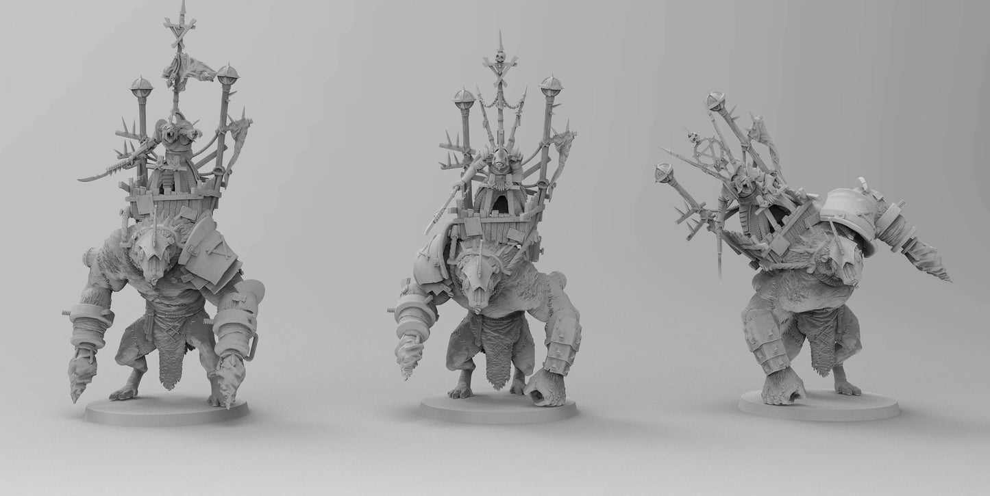 Ogre Mounted Ratman Warlords | Ratmen Resin 3D Printed Miniature | RPG | D&D | DnD| EmanG |