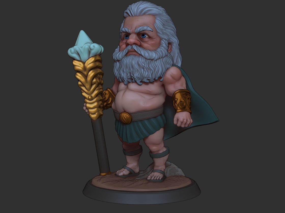 Chibi Neptune | Roman Gods | Multiple Scales | Resin 3D Printed Miniature | Limelight Miniatures