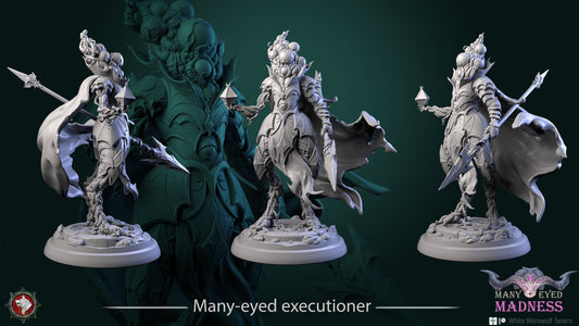 Many Eyed Executioner | Many Eyed Madness | Multiple Scales | Resin 3D Printed Miniature | White Werewolf Tavern